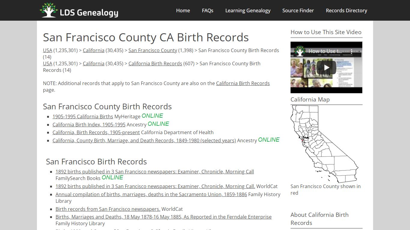 San Francisco County CA Birth Records